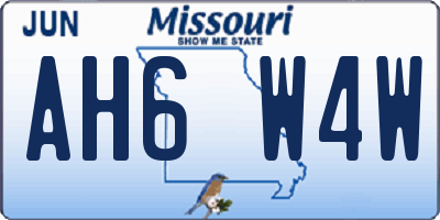 MO license plate AH6W4W