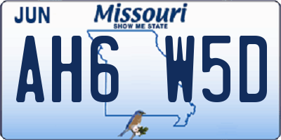 MO license plate AH6W5D