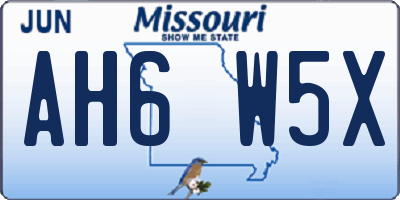 MO license plate AH6W5X