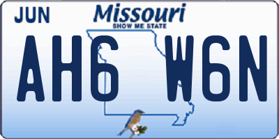 MO license plate AH6W6N