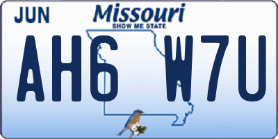 MO license plate AH6W7U