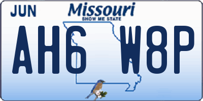 MO license plate AH6W8P