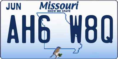 MO license plate AH6W8Q