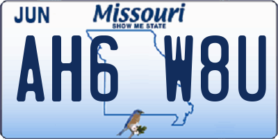 MO license plate AH6W8U