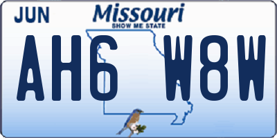 MO license plate AH6W8W