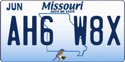 MO license plate AH6W8X