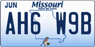 MO license plate AH6W9B