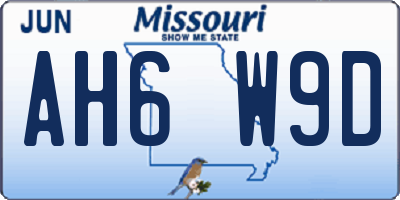 MO license plate AH6W9D