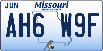 MO license plate AH6W9F