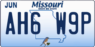 MO license plate AH6W9P