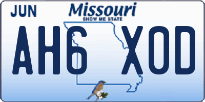 MO license plate AH6X0D