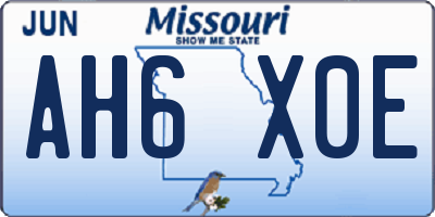 MO license plate AH6X0E