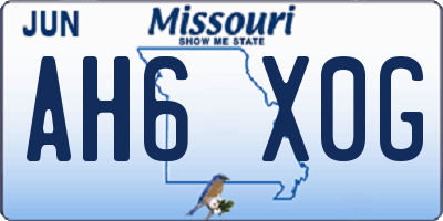MO license plate AH6X0G