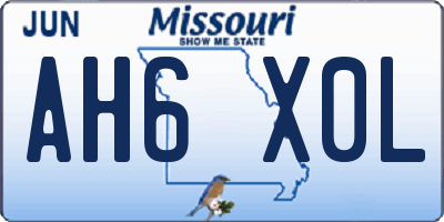 MO license plate AH6X0L