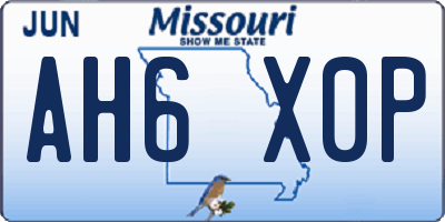 MO license plate AH6X0P