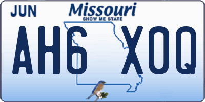 MO license plate AH6X0Q