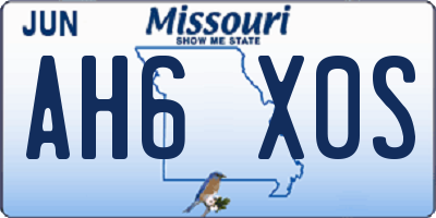 MO license plate AH6X0S