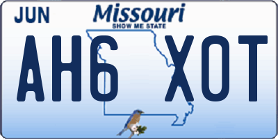 MO license plate AH6X0T