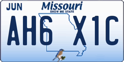 MO license plate AH6X1C