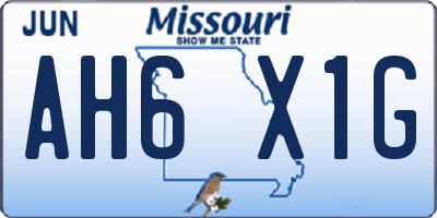 MO license plate AH6X1G