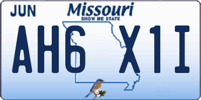 MO license plate AH6X1I