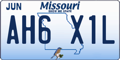 MO license plate AH6X1L