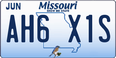 MO license plate AH6X1S