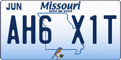 MO license plate AH6X1T