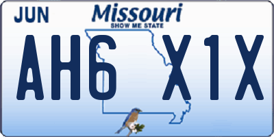 MO license plate AH6X1X