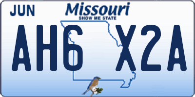 MO license plate AH6X2A