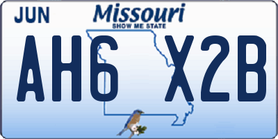 MO license plate AH6X2B