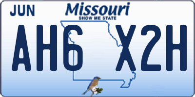 MO license plate AH6X2H