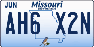MO license plate AH6X2N