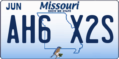 MO license plate AH6X2S