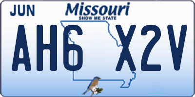 MO license plate AH6X2V