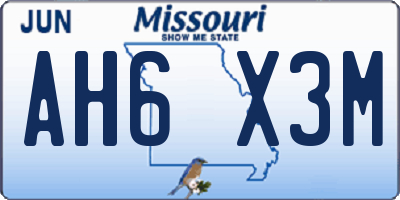 MO license plate AH6X3M