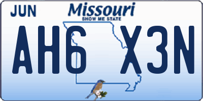 MO license plate AH6X3N