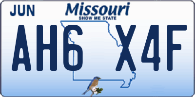 MO license plate AH6X4F