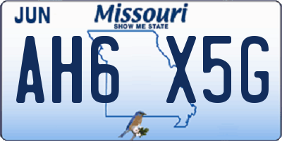 MO license plate AH6X5G