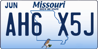 MO license plate AH6X5J