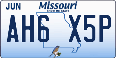 MO license plate AH6X5P