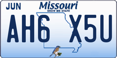 MO license plate AH6X5U