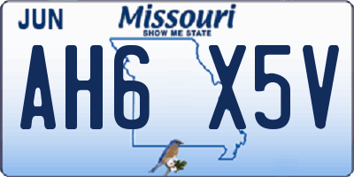 MO license plate AH6X5V