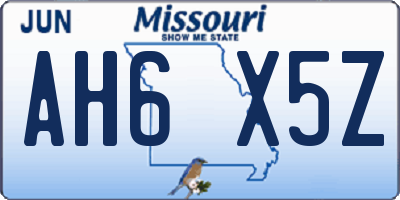 MO license plate AH6X5Z