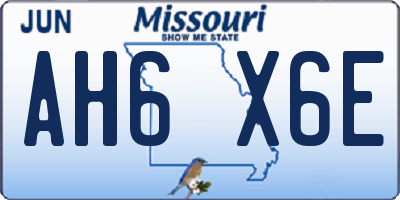 MO license plate AH6X6E