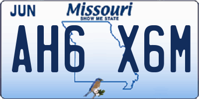 MO license plate AH6X6M