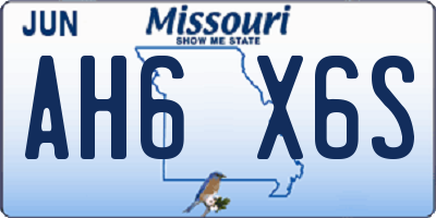 MO license plate AH6X6S
