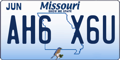 MO license plate AH6X6U