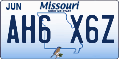 MO license plate AH6X6Z