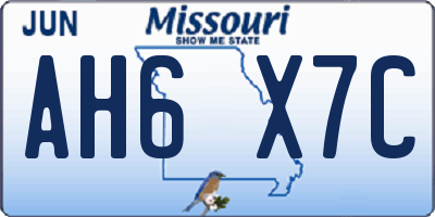 MO license plate AH6X7C
